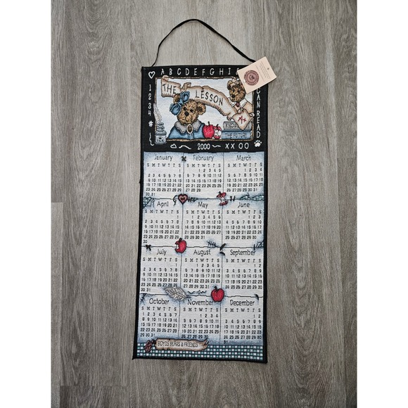 Boyds Bears Other - Boyds Bears The Lesson 2000 Calendar Woven Tapestry NWT Hanging 13x30 Vintage